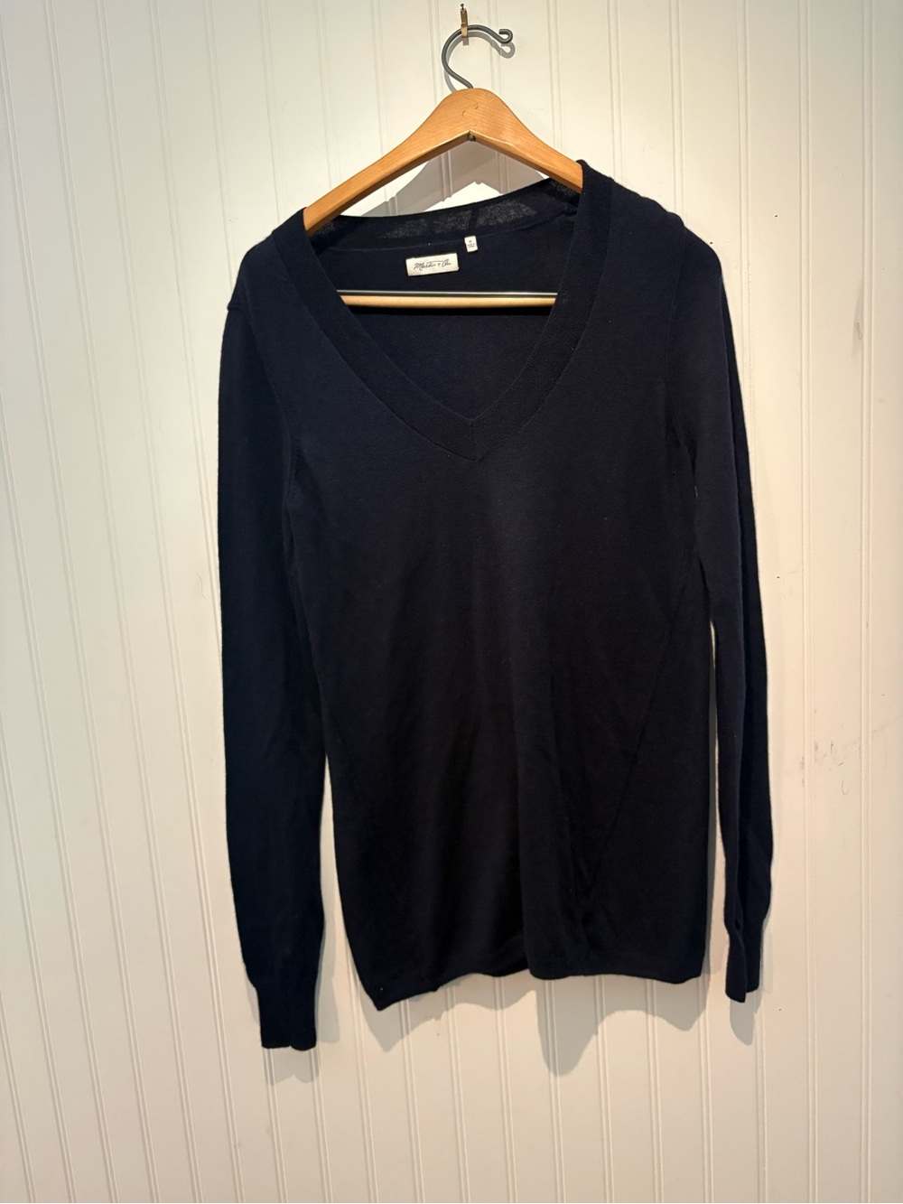 Martin + Osa Black V-Neck Cashmere/Silk Sweater womens